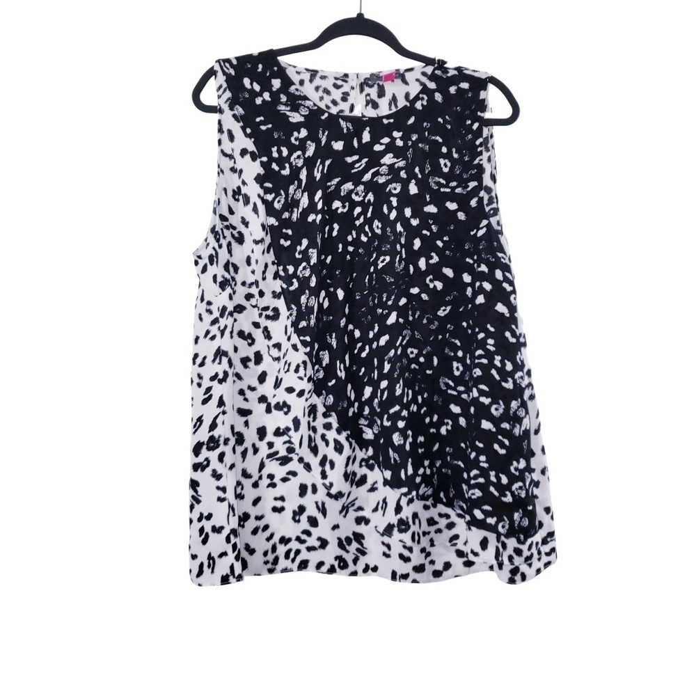 Vince Camuto Layered Dalmatian Sleeveless Blouse
